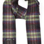 John Hanly Irish Cashmere Wool Scarf Blue Green Grey Check