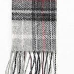 John Hanly Irish Wool Scarf Long Black Grey Red Check