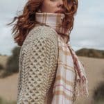 John Hanly Merino Luxury Wool Scarf Baby Pink White Check