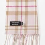 John Hanly Merino Luxury Wool Scarf Baby Pink White Check