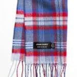 John Hanly Merino Luxury Wool Scarf Blue Red Check