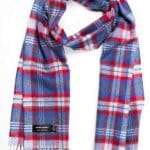 John Hanly Merino Luxury Wool Scarf Blue Red Check