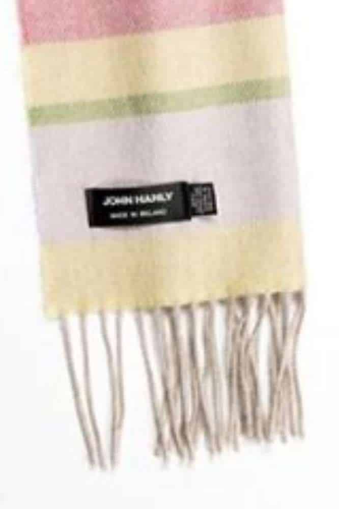 John Hanly Merino Luxury Wool Scarf Green Pink Yellow