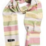 John Hanly Merino Luxury Wool Scarf Green Pink Yellow