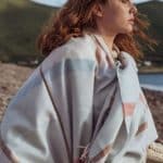 John Hanly Oversized Merino Scarf Baby Blue, Baby Pink Mix Check