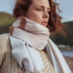 John Hanly Oversized Merino Scarf Baby Blue, Baby Pink Mix Check