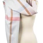 John Hanly Oversized Merino Scarf Baby Blue, Baby Pink Mix Check