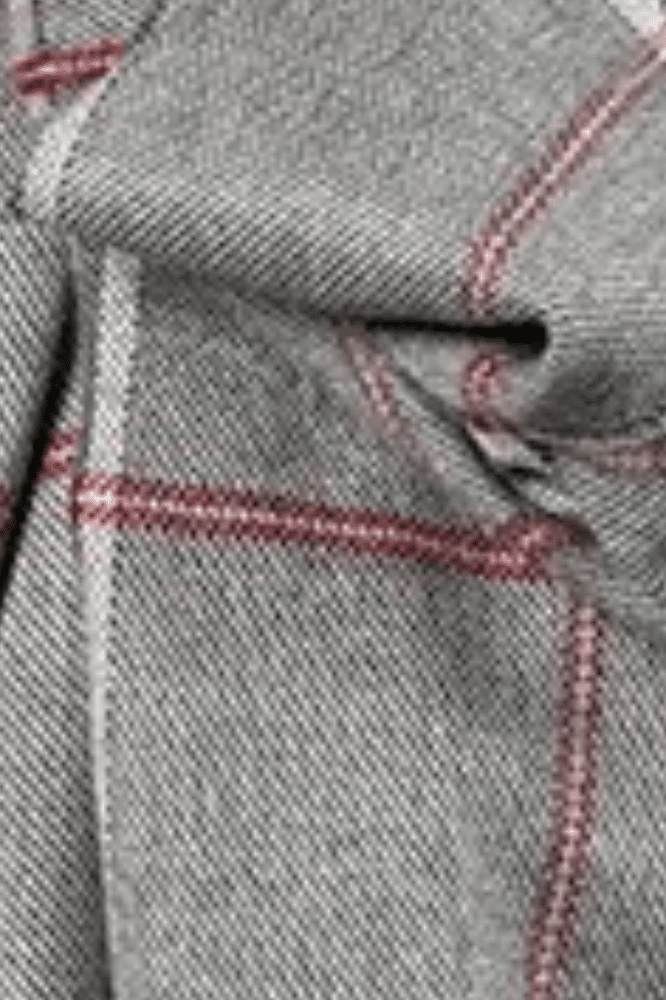 John Hanly Oversized Merino Scarf Grey Cream Red Check