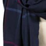 John Hanly Oversized Merino Scarf Navy Black Pink Overcheck
