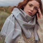 John Hanly Oversized Merino Scarf Silver Grey Pink Blue Overcheck