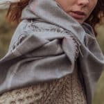 John Hanly Oversized Merino Scarf Silver Grey Pink Blue Overcheck