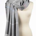 John Hanly Oversized Merino Scarf Silver Grey Pink Blue Overcheck