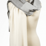 John Hanly Oversized Merino Scarf White Silver Grey Stripe