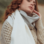 John Hanly Oversized Merino Scarf White Silver Grey Stripe