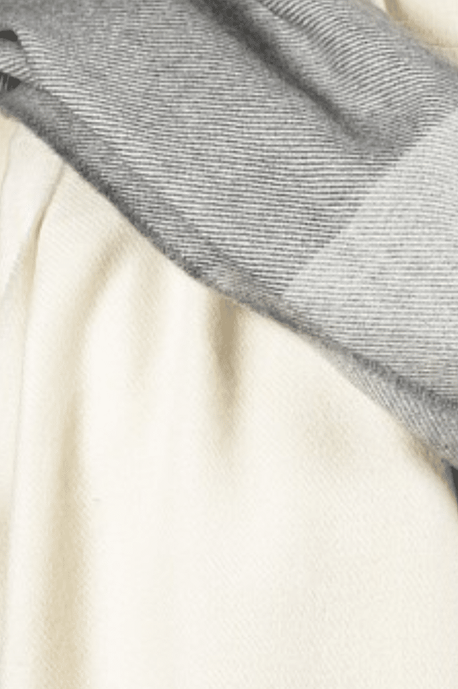 John Hanly Oversized Merino Scarf White Silver Grey Stripe