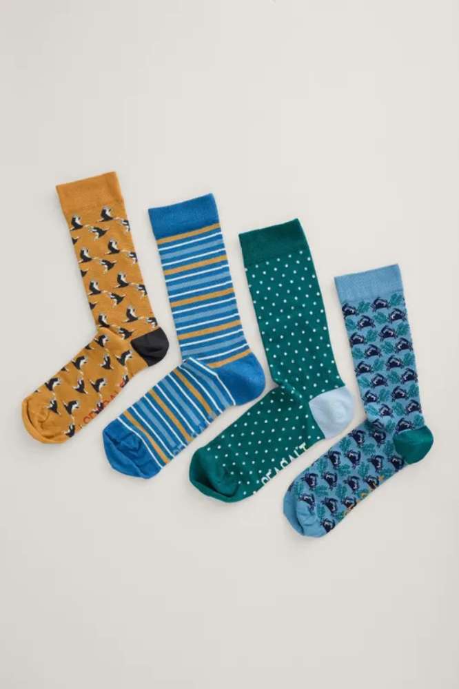 Seasalt Cornwall Men's Sailor Socks Postbox Friendly Porthgwarra Mix