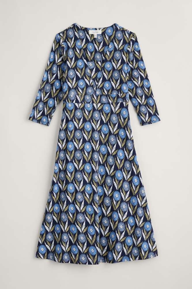 Seasalt Cornwall Waterfront Dress Textured Flower Head Maritime