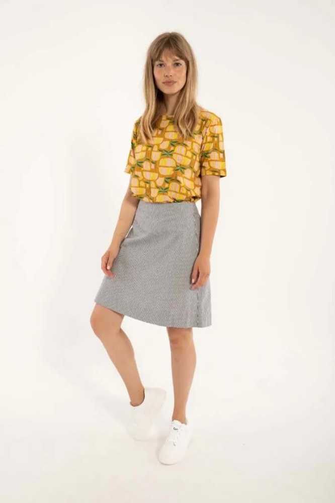 DANEFAE DANELONDON LIGHT CANVAS SKIRT MILKBOY STRIPE - LA VIE EN ROSE DAMESMODE