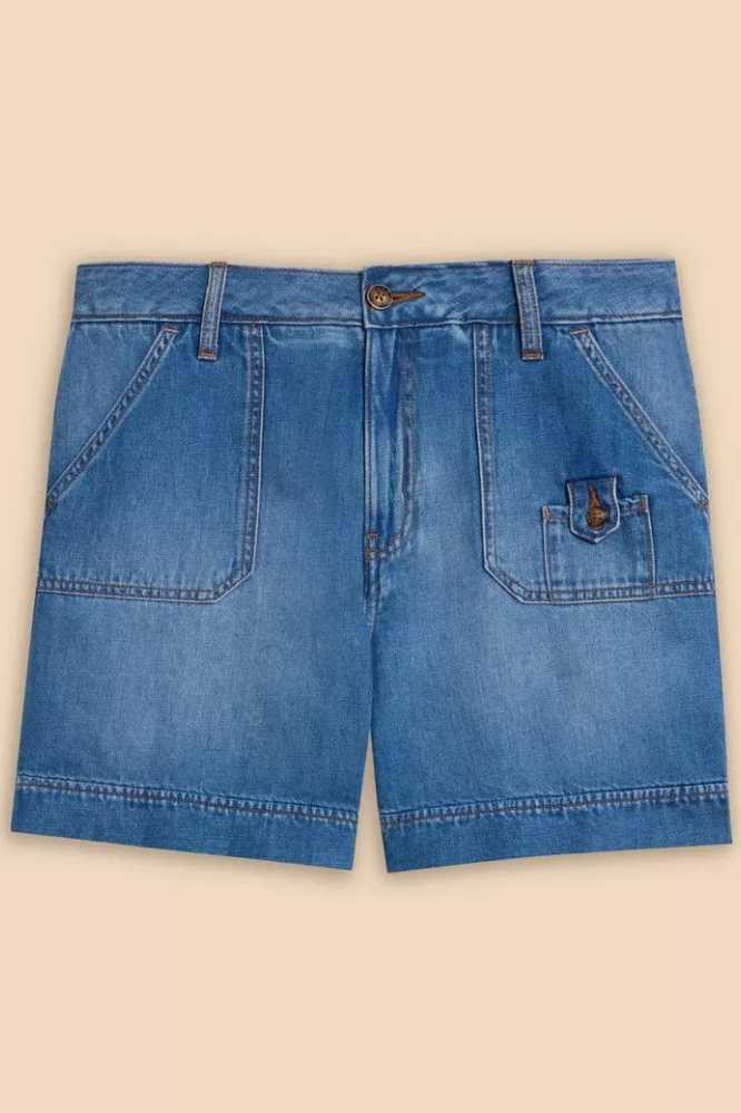 White Stuff Mollie Combat Denim Shorts Mid Denim - La Vie en Rose Damesmode