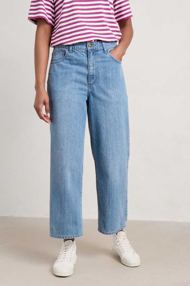 Seasalt Cornwall Barnes Organic Cotton Denim Crops Light Wash Rain Slub - La Vie en Rose Damesmode