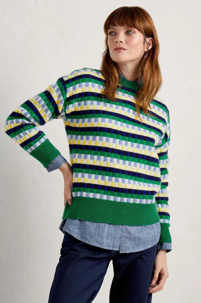 Seasalt Cornwall Seasalt Cornwall Clover Bed Lambswool Blend Jumperr Croquet Island Multi- La Vie en Rose Damesmode- La Vie en Rose Damesmode