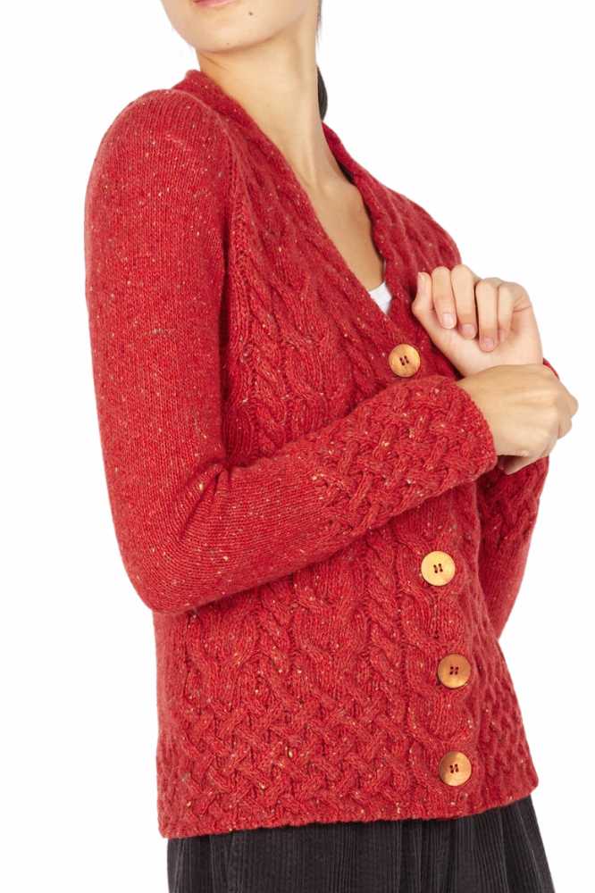 Horseshoe Cable Cardigan Chilli