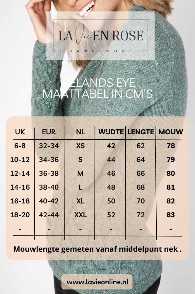 Irelands Eye Horseshoe Cable V Neck Ocean Mist - La Vie en Rose Damesmode