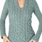 Irelands Eye Horseshoe Cable V Neck Ocean Mist - La Vie en Rose Damesmode