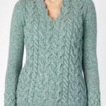 Irelands Eye Horseshoe Cable V Neck Ocean Mist - La Vie en Rose Damesmode