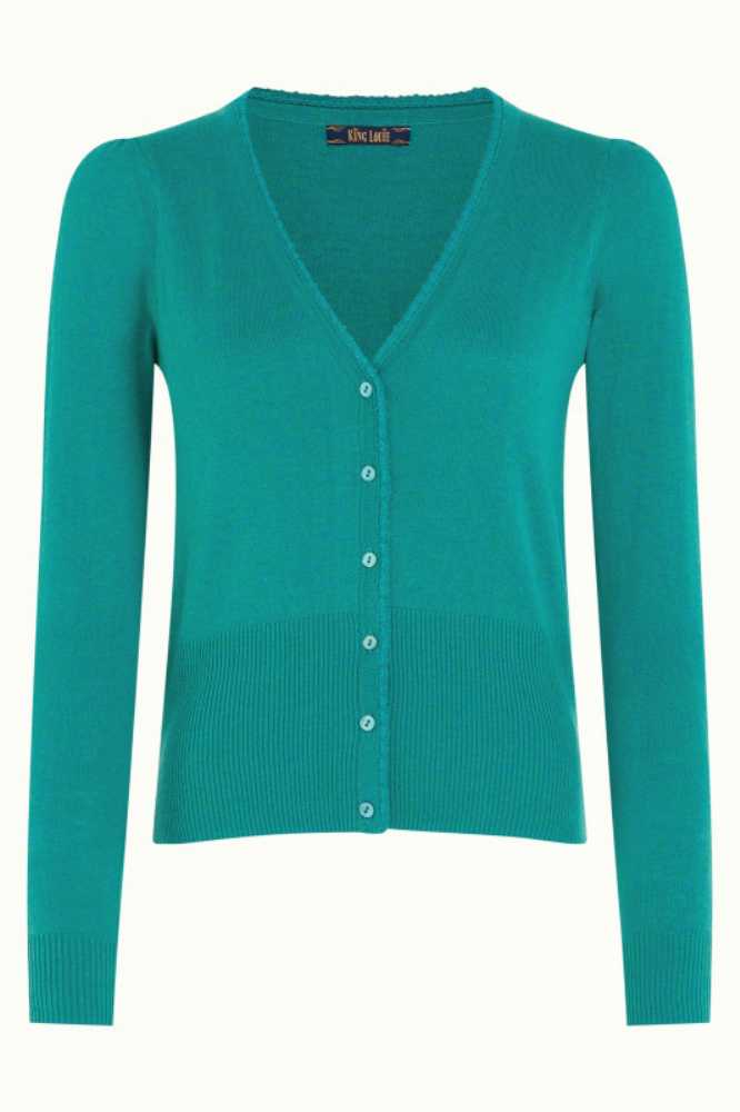 King Louie Cardi V Cocoon Dark Aqua - La Vie en Rose Damesmode