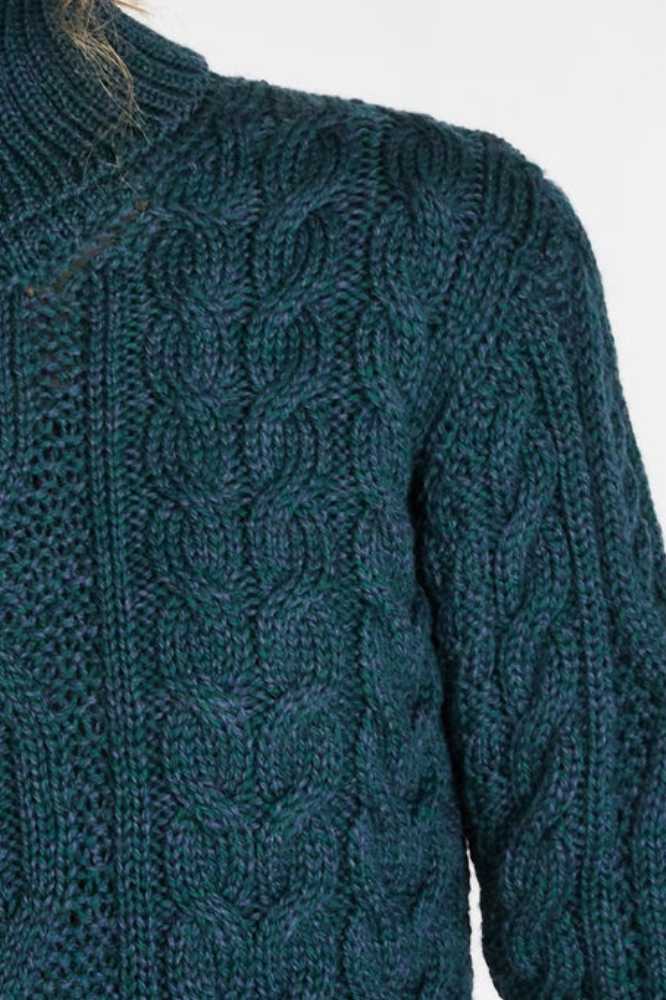 Irelands Eye Juniper Aran Poloneck Atlantic Blue - La Vie en Rose Damesmode