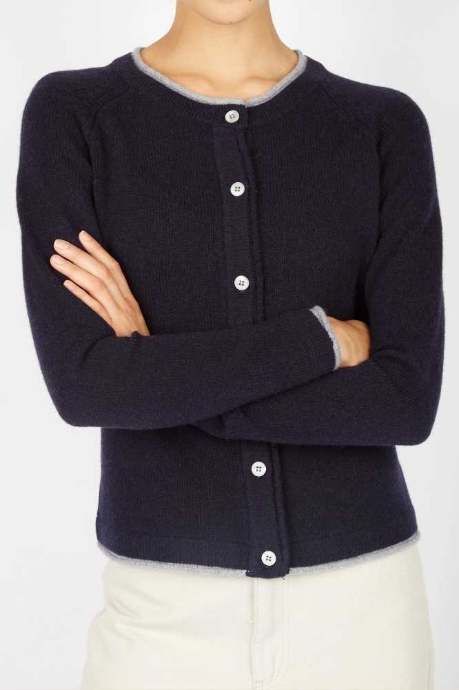 IrelandsEye Knitwear Killiney Cardigan Navy - La Vie en Rose Damesmode