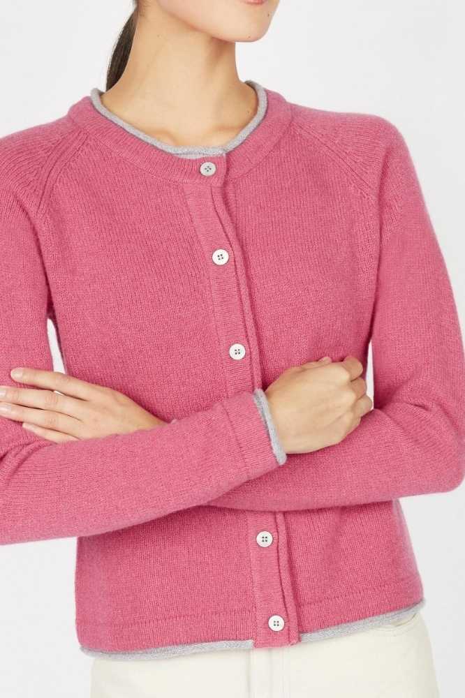 IrelandsEye Knitwear Killiney Cardigan Rose Pink - La Vie en Rose Damesmode