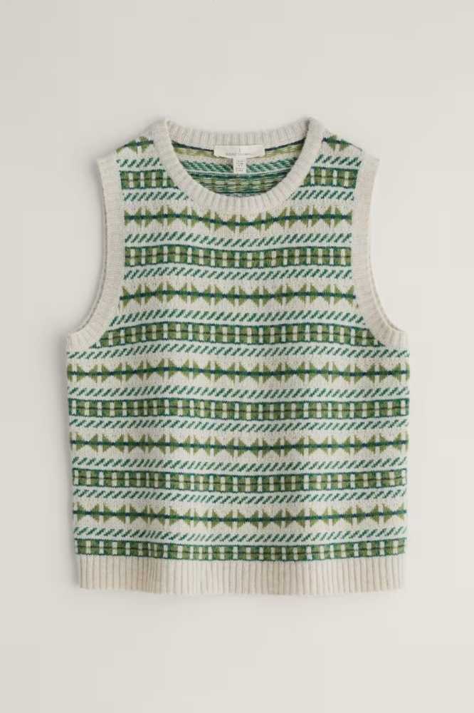 Seasalt Cornwall Lemon Porch Vest Minvor Aran Cut Grass- La Vie en Rose Damesmode