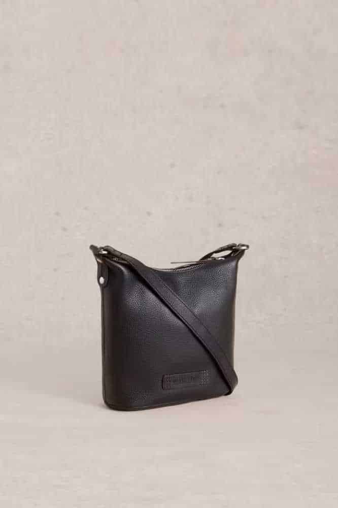White Stuff Mini Fern Leather Crossbody Pure Black - La Vie en Rose Damesmode