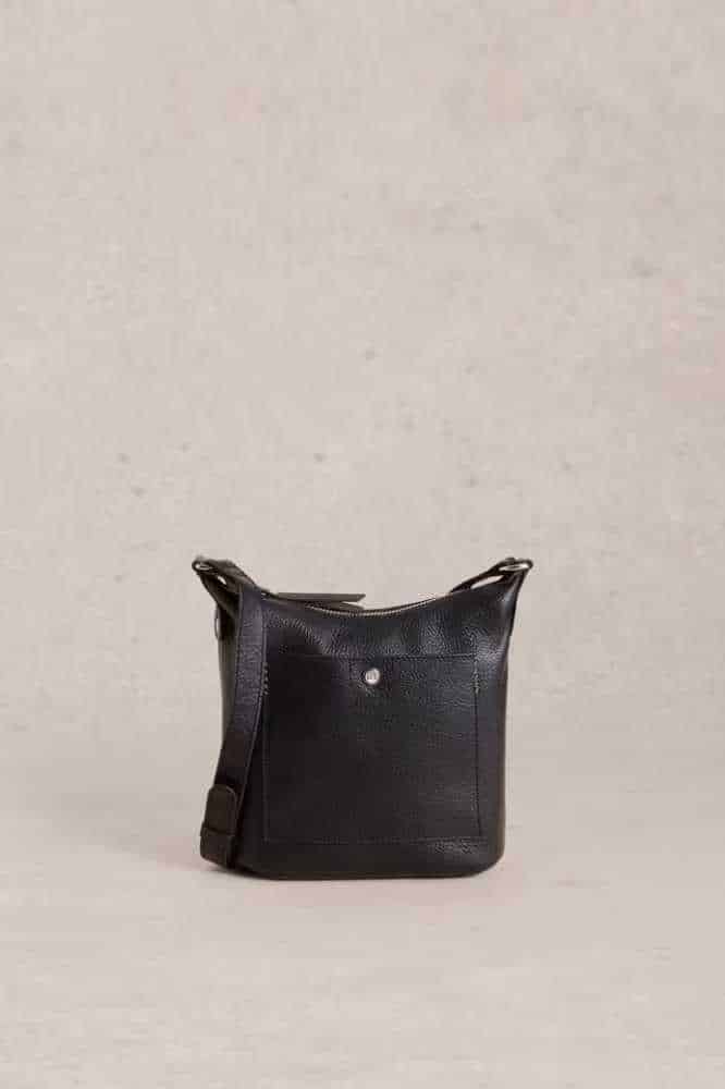 White Stuff Mini Fern Leather Crossbody Pure Black - La Vie en Rose Damesmode
