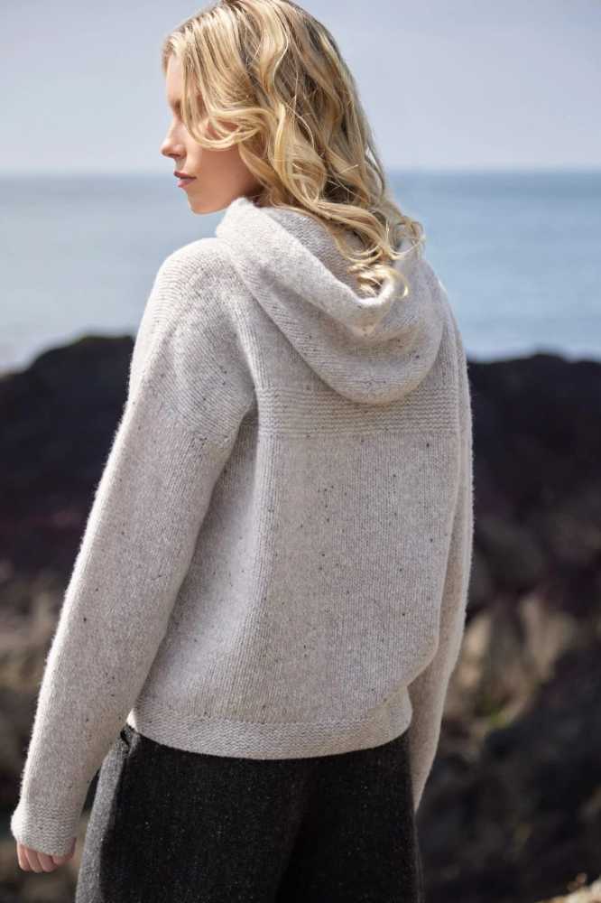 Fisherman out of Ireland Whisper Merino-Cashmere Hoodie Oyster SL911T - La Vie en Rose Damesmode