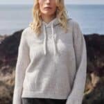 Fisherman out of Ireland Whisper Merino-Cashmere Hoodie Oyster SL911T - La Vie en Rose Damesmode