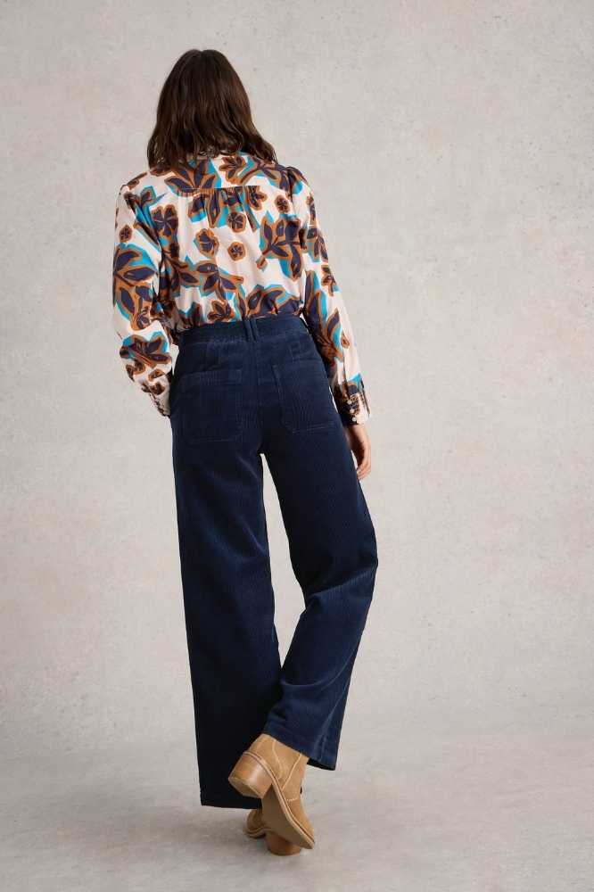 White Stuff Belle Cord Wide Leg Trouser Dark Navy - La Vie en Rose Damesmode