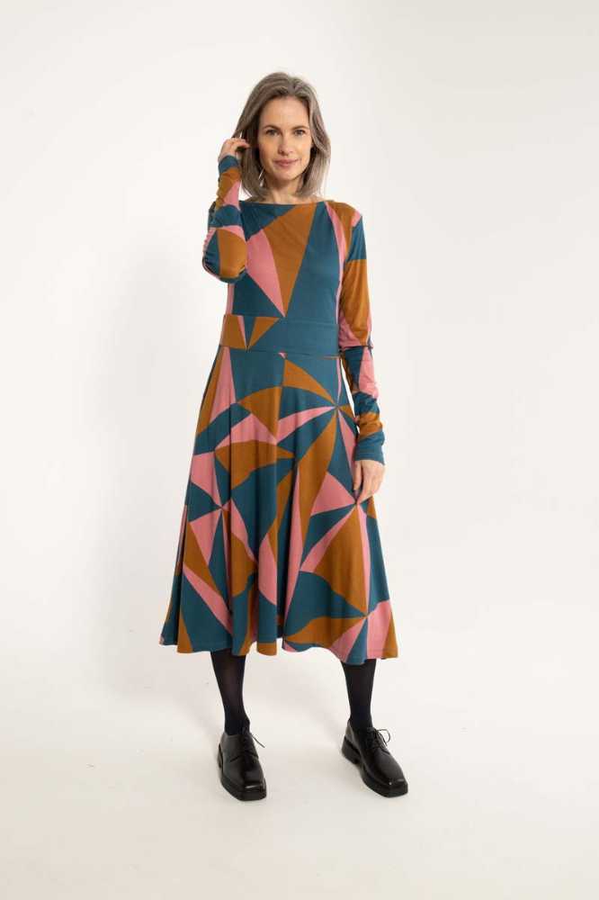 Danefae Danesigrid Interlock Dress Tobacco Triangulate- La Vie en Rose Damesmode