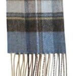 John Hanly Irish Wool Scarf 1956 Blue Charcoal Sage Plaid