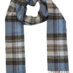 John Hanly Irish Wool Scarf 1956 Blue Charcoal Sage Plaid
