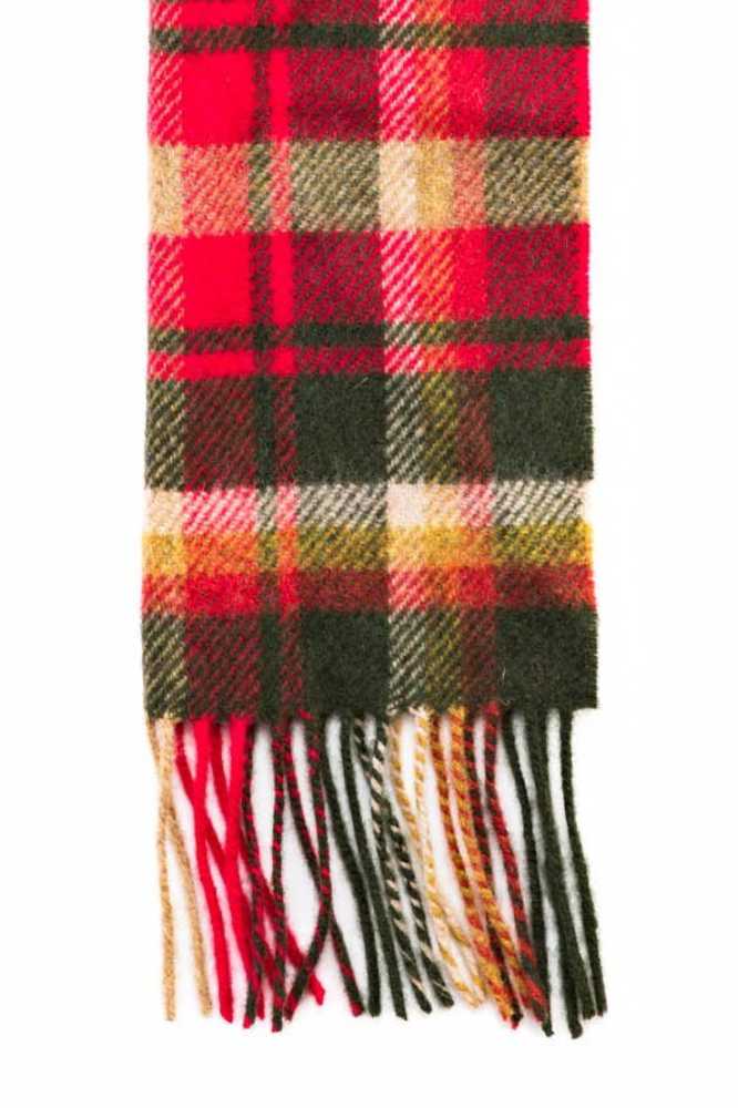 John Hanly Irish Wool Scarf Long 1902 Red Green Check