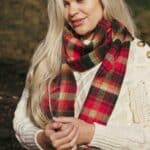 John Hanly Irish Wool Scarf Long 1902 Red Green Check