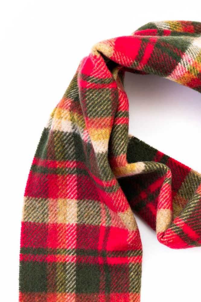 John Hanly Irish Wool Scarf Long 1902 Red Green Check