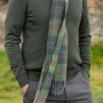 John Hanly Irish Wool Scarf Long 1906 Green Red Overcheck Plaid