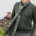 John Hanly Irish Wool Scarf Long 1906 Green Red Overcheck Plaid