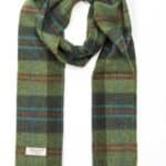 John Hanly Irish Wool Scarf Long 1906 Green Red Overcheck Plaid