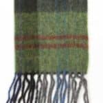 John Hanly Irish Wool Scarf Long 1906 Green Red Overcheck Plaid