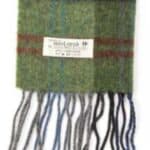 John Hanly Irish Wool Scarf Long 1906 Green Red Overcheck Plaid